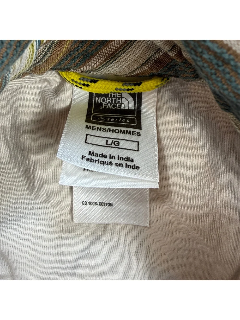 The North Face Series Striped Button Up Shirt Mens L Green Gorpcore Outdoor